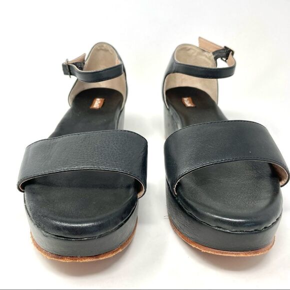 ANTHROPOLOGIE Gee WaWa Protero Black Leather Flatform Sandals Size 9.5 - Picture 3 of 9